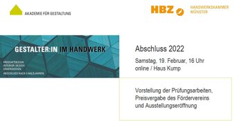 > Die Absolvent:innen zum Abschluss Gestalter:in im Handwerk 2022 und die Preisträger:innen des Fördervereins | 19.02.2022